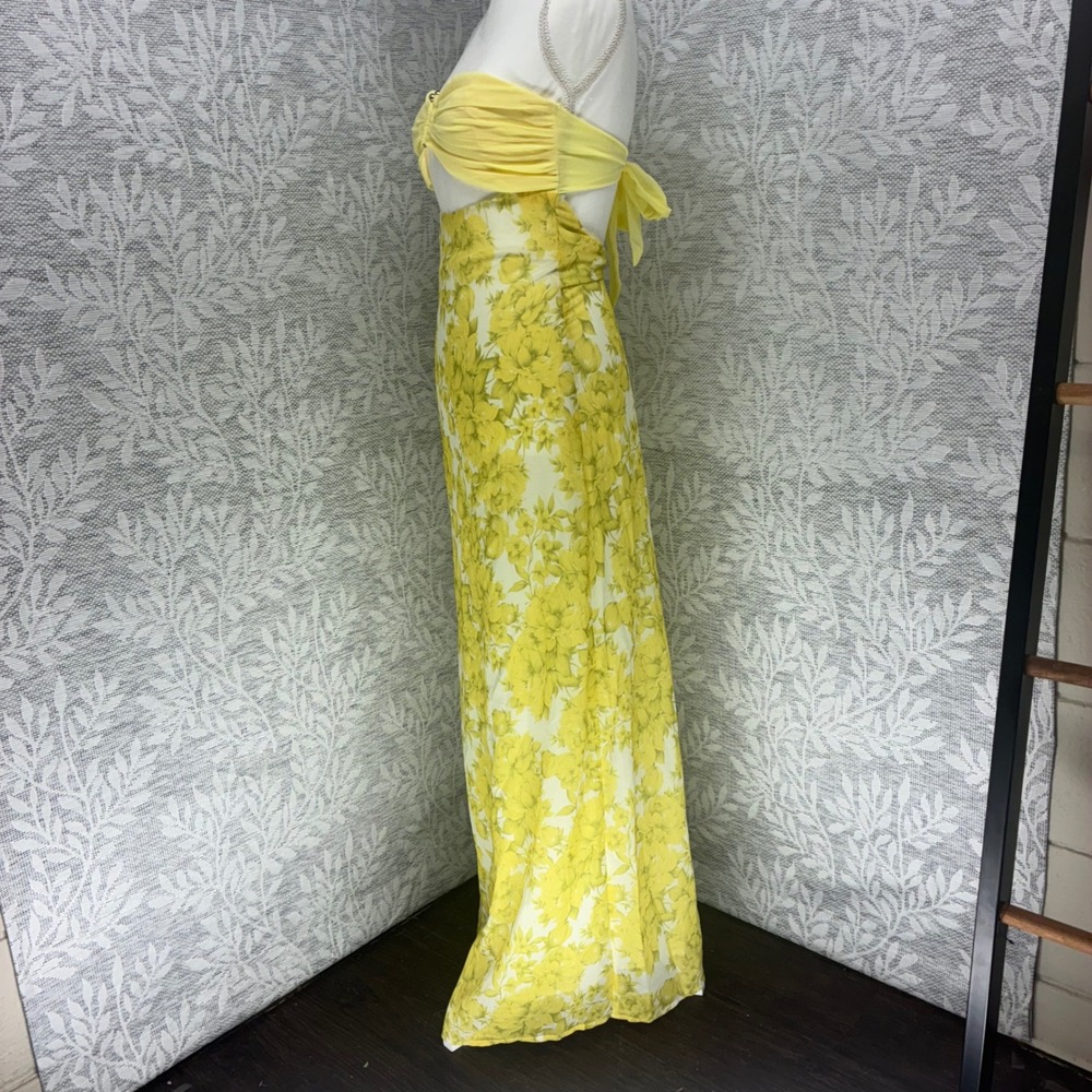 Peppermayo Tropicana Maxi Dress Size 4 Yellow Floral Cutout Strapless NWT Euro - Picture 6 of 12